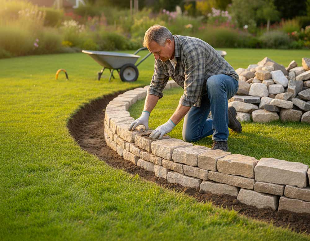 Solide Steinbegrenzung bauen: Feldsteine und Kalksteine richtig verlegen Solide Steinbegrenzung bauen: Feldsteine und Kalksteine richtig verlegen