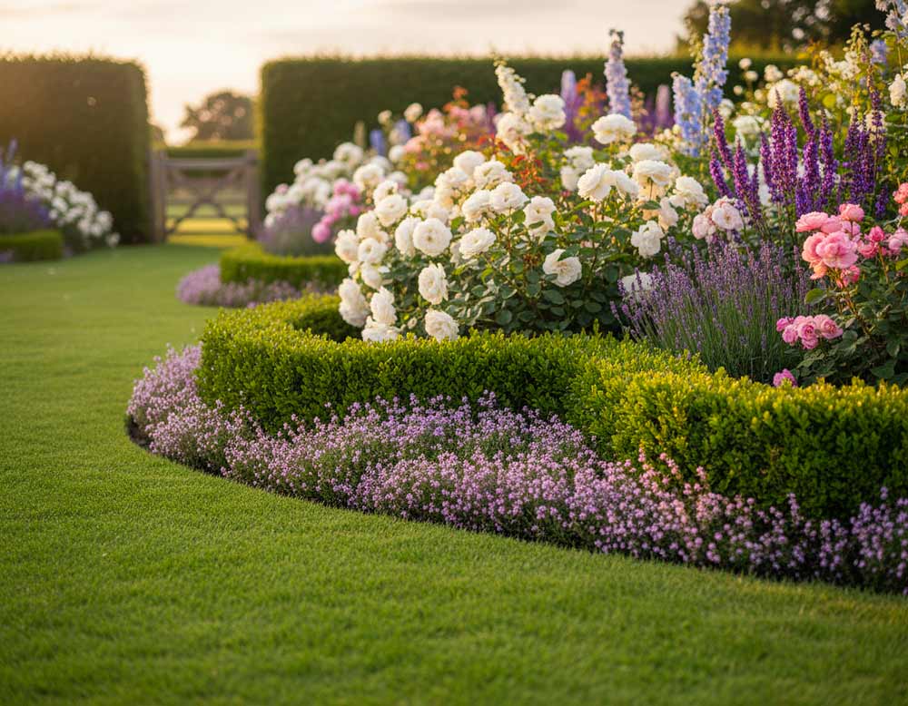 Lavendel als Teil der Beetumrandung Lavendel als Teil der Beetumrandung