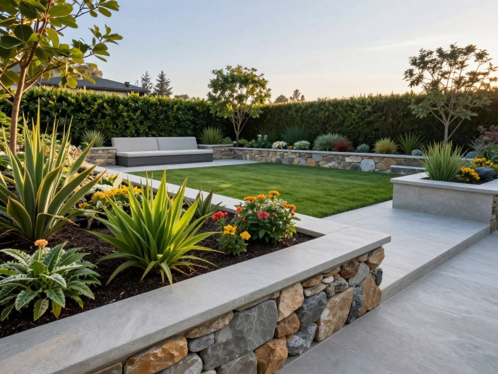 Materialauswahl für Steinumrandungen in moderner Gartengestaltung mit Naturstein und Beton Materialauswahl für Steinumrandungen in moderner Gartengestaltung mit Naturstein und Beton