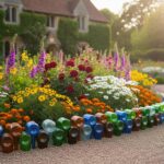 Beetumrandung aus Glasflaschen: kreative Recycling‑Lösung für farbige Beeteinfassungen